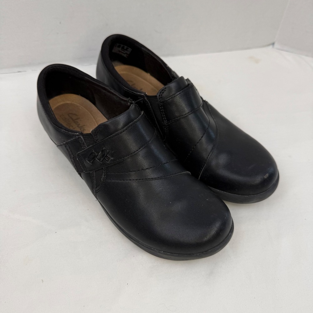 Clarks Collection Black Leather Slip On Loafers Ultimate Comfort Womens 8 22545 - Picture 2 of 12